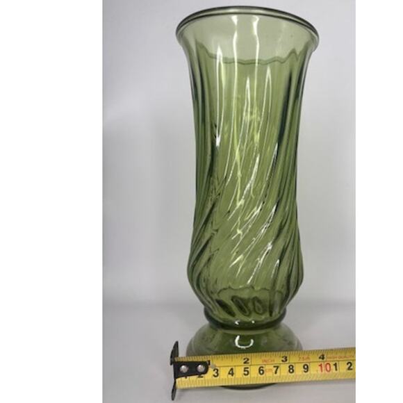Vintage MCM Inarco E-5442 Avocado Green Vase Spiral Ribbed Made in USA 9.5" - Picture 10 of 10